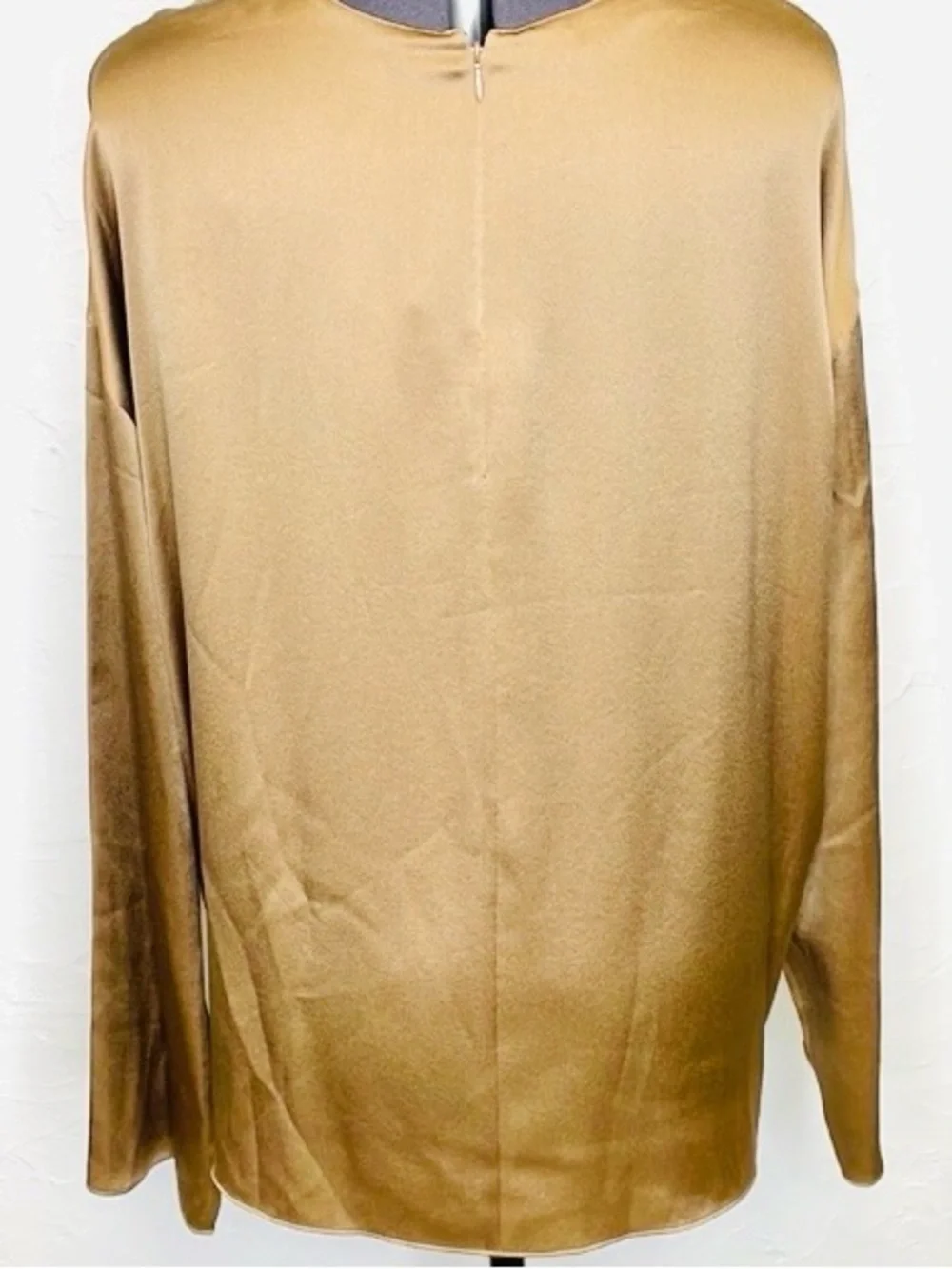 Vince Silk Bronze Gold Long Sleeve Blouse Large - Picture 3 of 7